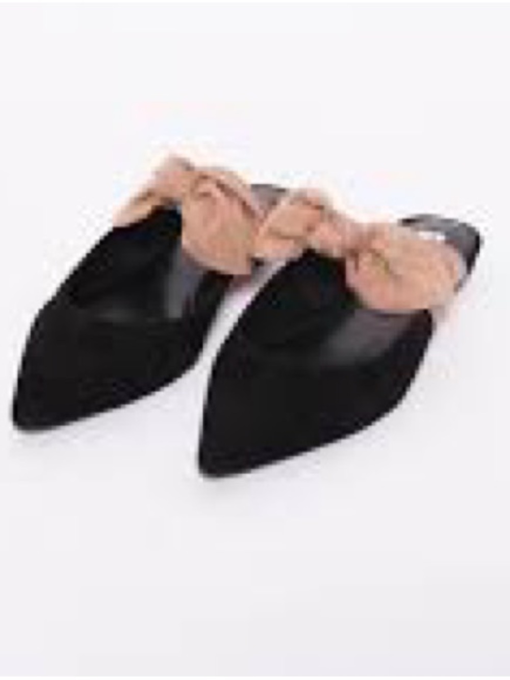 Steve Madden Emma black pointy toe mule blush bow flats - Picture 3 of 13
